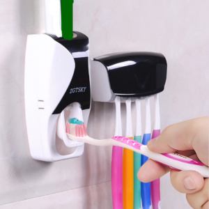 Automatic Toothpaste Dispenser with Toothbrush Holder - StorageDelight