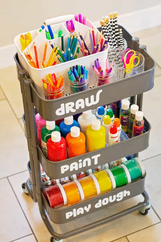 Rolling cart to store craft essentials